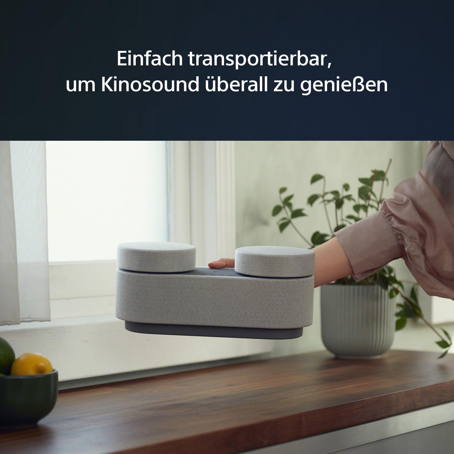 Sony HT-AX7 tragbares Heimkinosystem - Kinosound überall mit 360° Raumklang - Bis zu 30 Stunden Akkulaufzeit - Bluetooth-