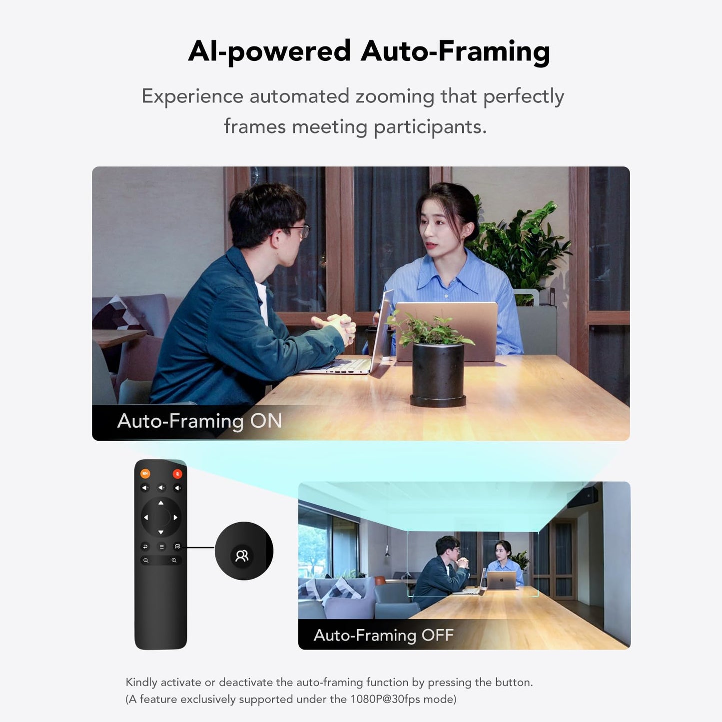 Nuroum C40 Videokonferenz Webcam mit Mikrofon & Lautsprecher, 120° Weitwinkel, Auto-Framing, 5X Zoom, 2K FHD, Fernbedienung, für Zoom/Teams