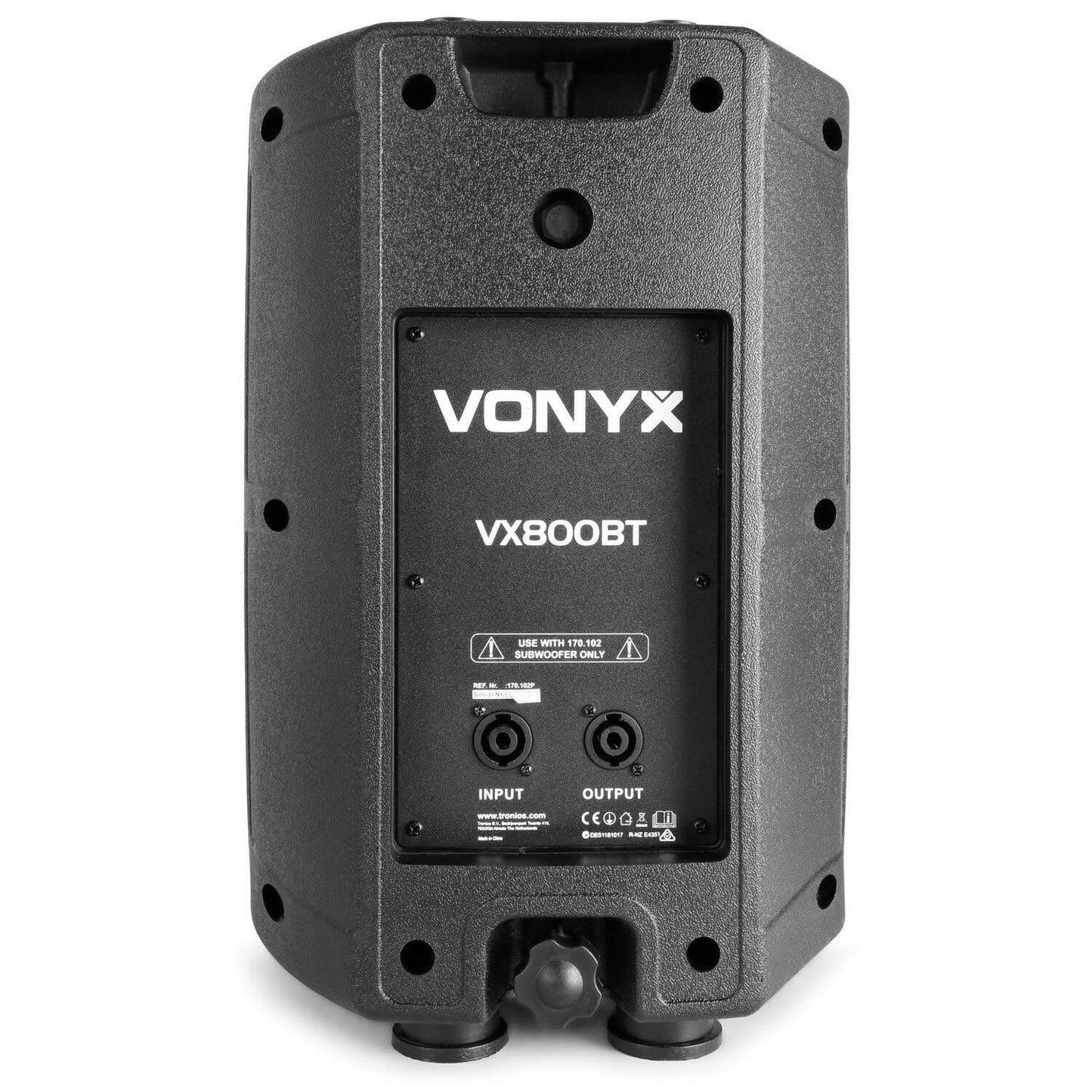 Vonyx VX800BT DJ Boxen Set: 12" aktiver Subwoofer, 2 passive Tops, 800W, Bluetooth, USB, SD, PA Anlage mit Stativen, Schwarz