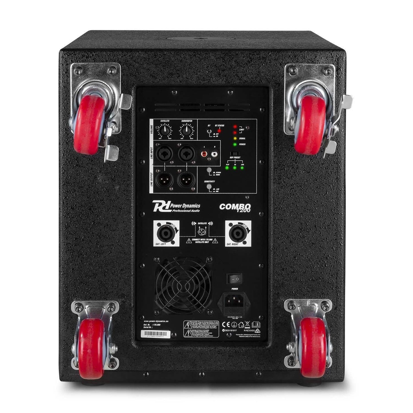 Power Dynamics Combo 1200 PA Lautsprecher 2.1, 12" aktiver Subwoofer, 6,5" Tops, Bluetooth, 1200W, Mobile PA Anlage, DJ Boxen Set