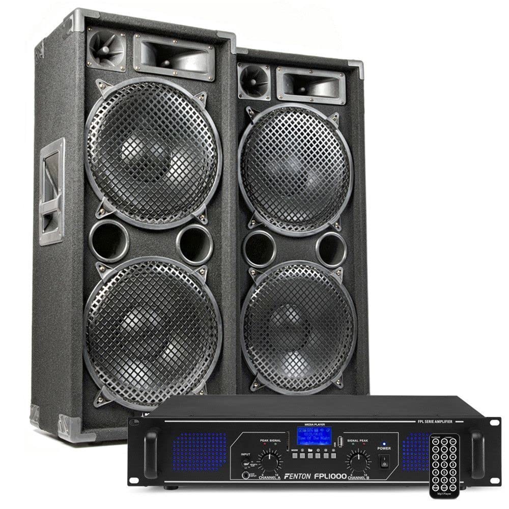 MAX212 DJ Starter Kit: 2800W Boxen Set mit Verstärker, Bluetooth, MP3, USB, 2 Lautsprecher, PA-Anlage Komplettset