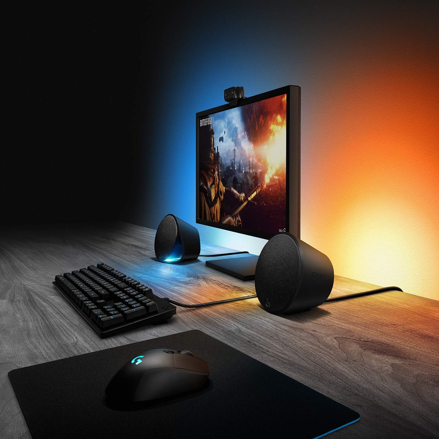 Logitech G560 Gaming Lautsprecher mit DTS:X Ultra, LIGHTSYNC RGB, 2 Satelliten & Subwoofer, immersives Sound-Erlebnis, Schwarz
