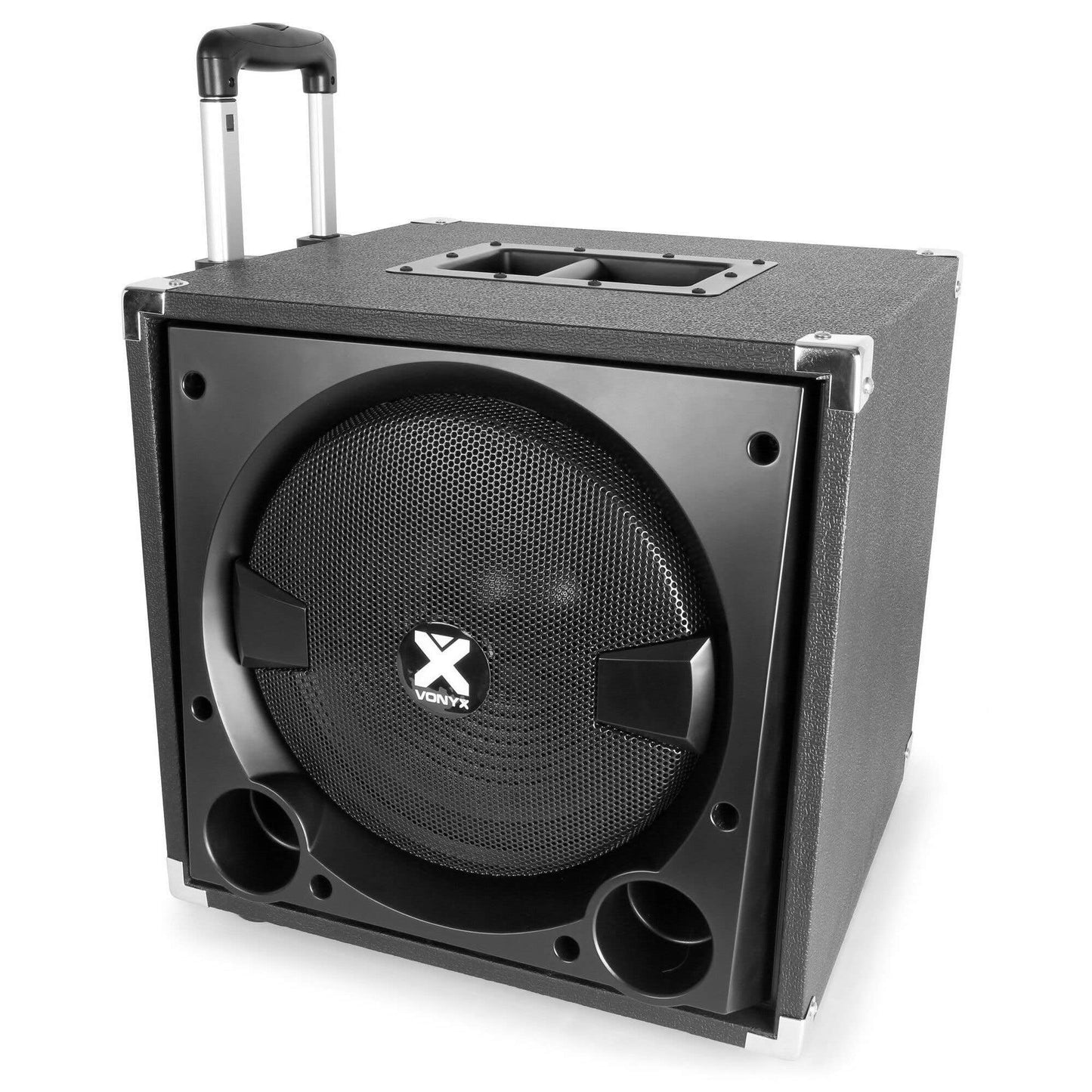 Vonyx VX800BT DJ Boxen Set: 12" aktiver Subwoofer, 2 passive Tops, 800W, Bluetooth, USB, SD, PA Anlage mit Stativen, Schwarz