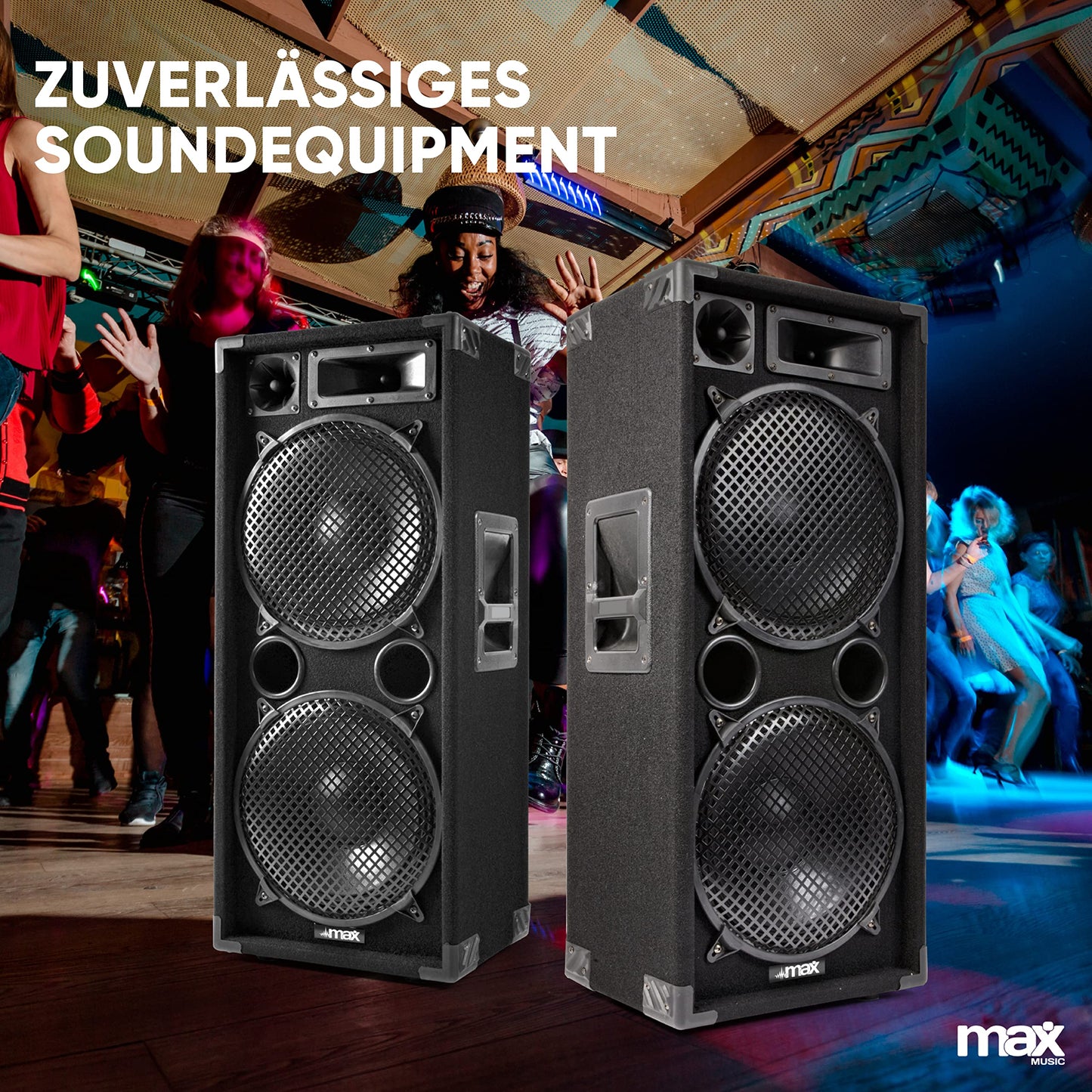 MAX212 DJ Starter Kit: 2800W Boxen Set mit Verstärker, Bluetooth, MP3, USB, 2 Lautsprecher, PA-Anlage Komplettset