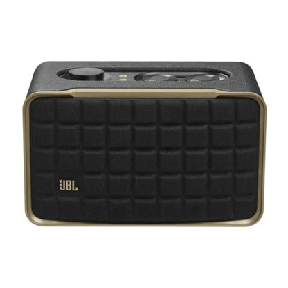 JBL Authentics 200 Smart Home Lautsprecher, Retro Design, Bluetooth, Quadrex Grill, Google Assistant, Alexa, AirPlay, JBL One App, Schwarz