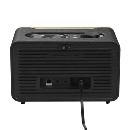 JBL Authentics 200 Smart Home Lautsprecher, Retro Design, Bluetooth, Quadrex Grill, Google Assistant, Alexa, AirPlay, JBL One App, Schwarz