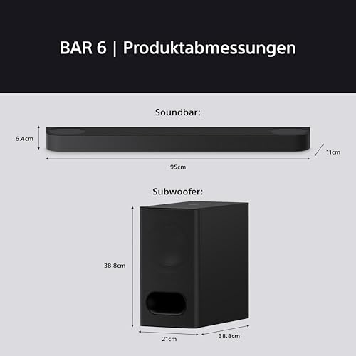Sony BRAVIA Theatre Bar 6 (3.1.2 Surround, Subwoofer, Up-Firing, Dolby Atmos, DTS:X, AI Voice Zoom 3, DSEE, Schwarz)