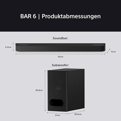 Sony BRAVIA Theatre Bar 6 (3.1.2 Surround, Subwoofer, Up-Firing, Dolby Atmos, DTS:X, AI Voice Zoom 3, DSEE, Schwarz)
