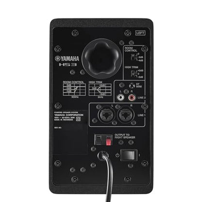 Yamaha HS3 Studiomonitore, 2-Wege Aktivlautsprecher, 3,5" Bassreflex, 52W, flacher Frequenzgang, Raumsteuerung, für Musikproduktion, Schwarz