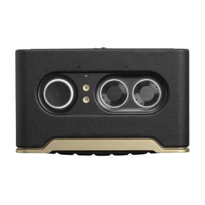 JBL Authentics 200 Smart Home Lautsprecher, Retro Design, Bluetooth, Quadrex Grill, Google Assistant, Alexa, AirPlay, JBL One App, Schwarz
