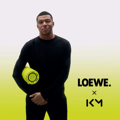 Loewe We. Hear Pro Denim Bluetooth Lautsprecher, 100W, IPX6 wasserresistent, tragbar, 24h Akku, Powerbank, Kooperation mit Kylian Mbappé