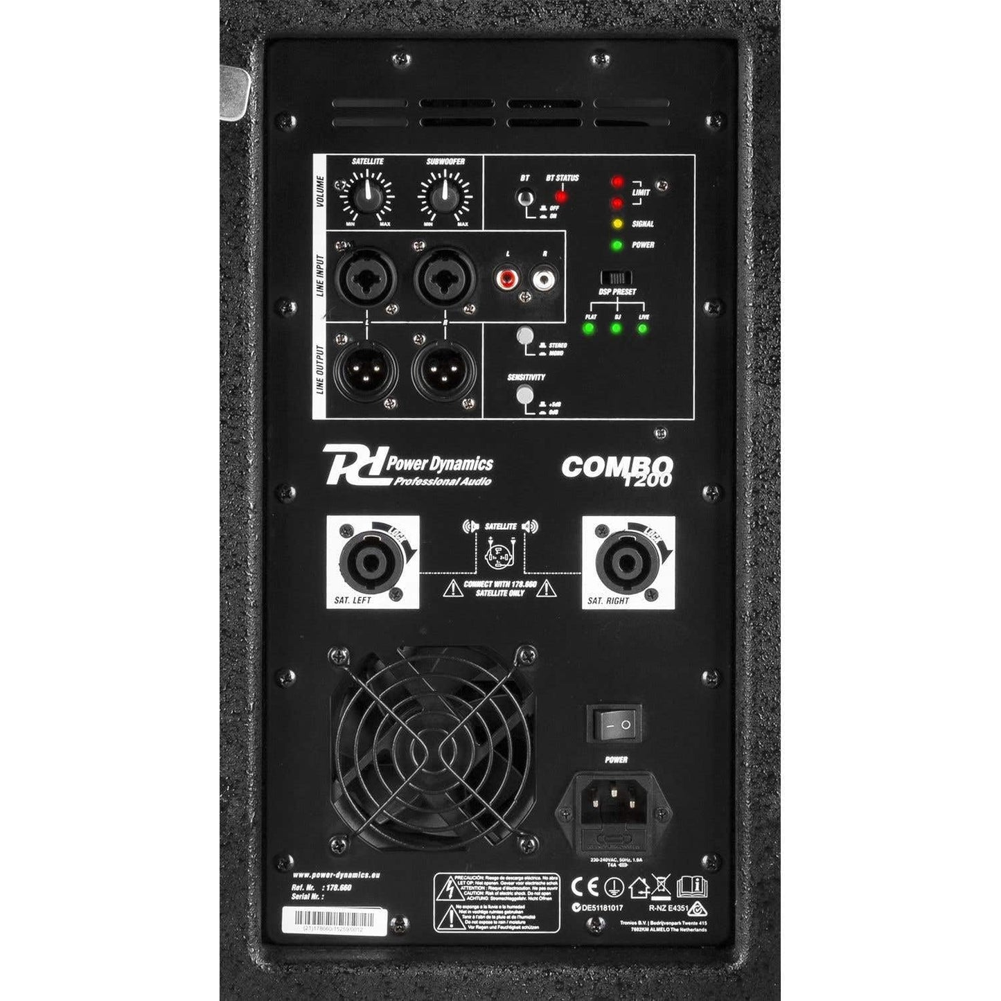 Power Dynamics Combo 1200 PA Lautsprecher 2.1, 12" aktiver Subwoofer, 6,5" Tops, Bluetooth, 1200W, Mobile PA Anlage, DJ Boxen Set