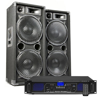 MAX212 DJ Starter Kit: 2800W Boxen Set mit Verstärker, Bluetooth, MP3, USB, 2 Lautsprecher, PA-Anlage Komplettset