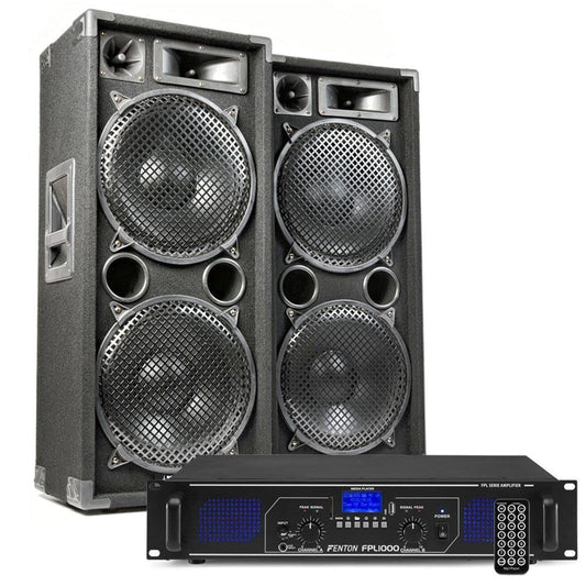 MAX212 DJ Starter Kit: 2800W Boxen Set mit Verstärker, Bluetooth, MP3, USB, 2 Lautsprecher, PA-Anlage Komplettset