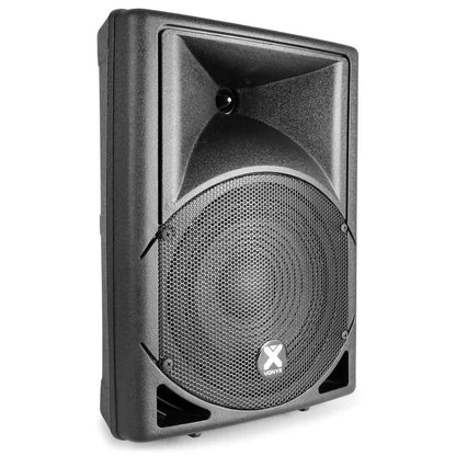 Vonyx VX800BT DJ Boxen Set: 12" aktiver Subwoofer, 2 passive Tops, 800W, Bluetooth, USB, SD, PA Anlage mit Stativen, Schwarz