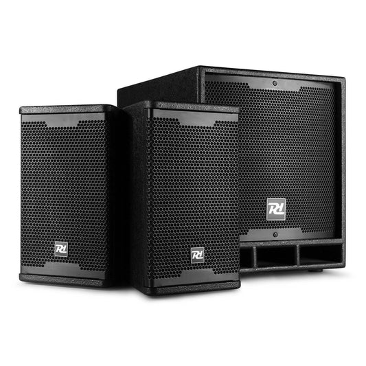 Power Dynamics Combo 1200 PA Lautsprecher 2.1, 12" aktiver Subwoofer, 6,5" Tops, Bluetooth, 1200W, Mobile PA Anlage, DJ Boxen Set
